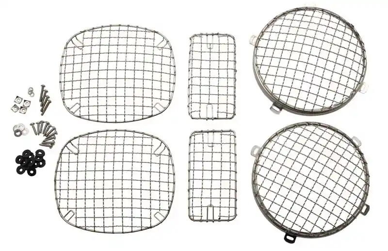 Kentrol 97-06 Jeep Wrangler TJ Wire Mesh Guard Set 6 Pieces - Polished Silver Worldwide Shipping