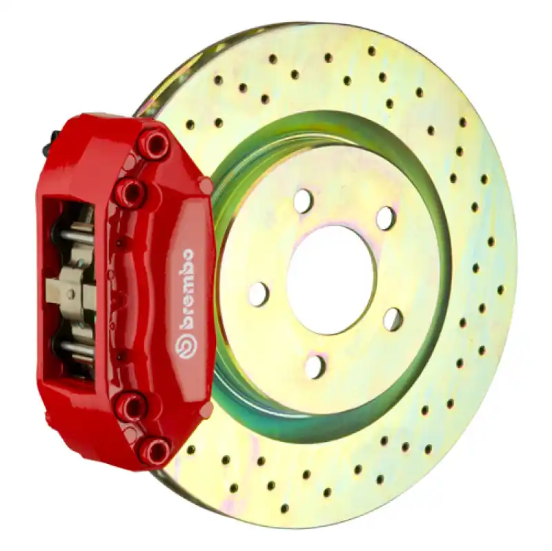 Brembo 87-91 M3 (E30) Front GT BBK 4 Piston Cast 2pc 330x28 1pc Rotor Drilled-Red Markdown