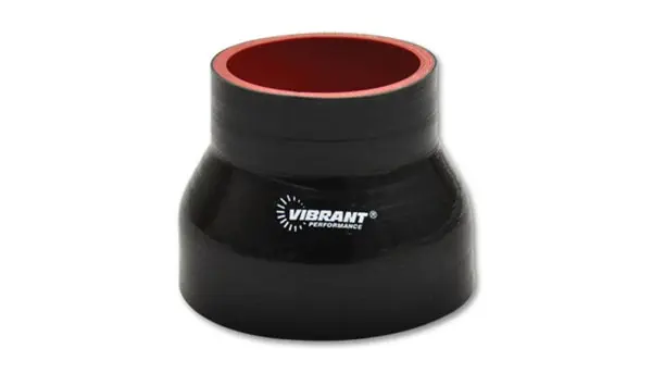 Vibrant 4 Ply Reinforced Silicone Transition Connector - 2.5in I.D. x 3in I.D. x 3in long (BLACK) Same Day Shipping
