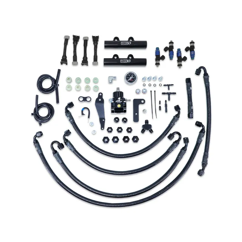 Free Shipping IAG Performance PTFE Fuel System Kit w/ FIC Injectors, Aeromotive FPR, Fuel Rails 1650cc - Black (WRX 08-14/STI 08-21)