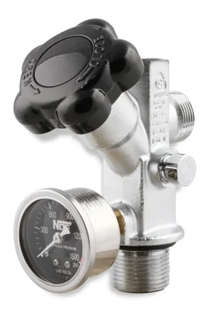 Handmade NOS Super Hi-Flo Bottle Valve with Black Face Gauge Hi-Flo Nitrous Valve For bottles 5 lbs. and larger