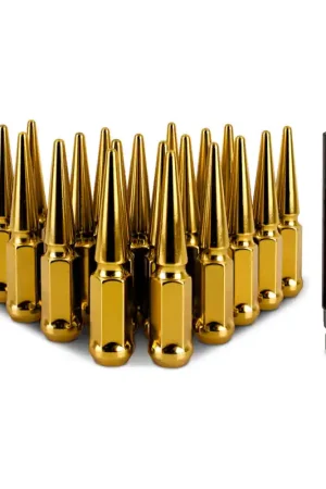 Direct From Manufacturer Mishimoto Steel Spiked Lug Nuts M12x1.5 20pc Set - Gold | Graveyard Performance