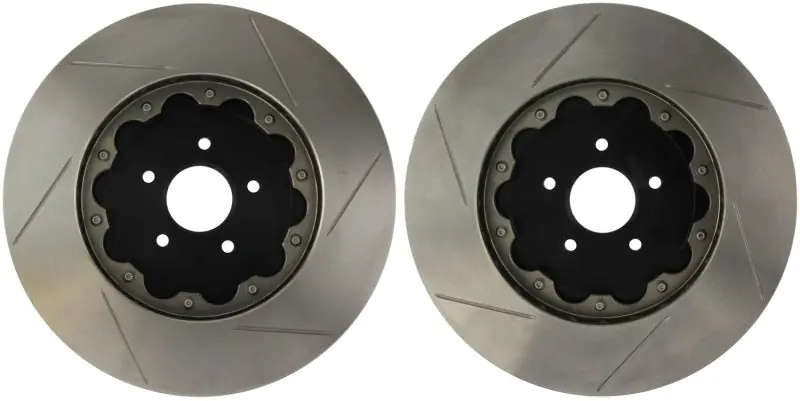 Handmade StopTech 2015 Ford Mustang GT w/ Brembo AeroRotor Direct Replacement 2pcs Slotted Front Rotor Pair | Graveyard Performance